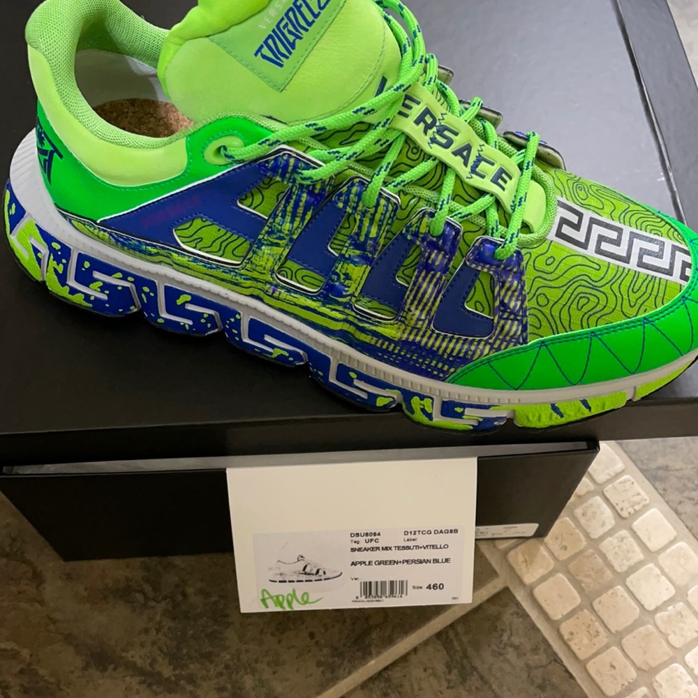 Men size 46 Versace sneakers. Apple green/blue